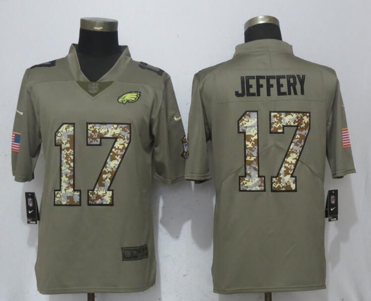 Men Philadelphia Eagles #17 Jeffery Olive Camo Carson Salute to Service Nike Limited NFL Jerseys->->NFL Jersey